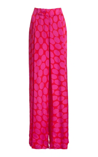 Dries Van Noten Pila Printed Twill Wide-leg Pants In Pink
