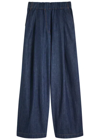 Dries Van Noten "pila" Wide Leg Trousers In Blue