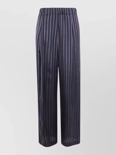 Dries Van Noten Pila Wide Leg Trousers Striped Pockets In Purple