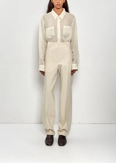 Dries Van Noten Pilar Cotton Paper Pants In Sand