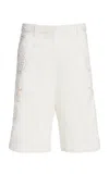 Dries Van Noten Pilar Embroidered Cotton-canvas Knee-length Shorts In White