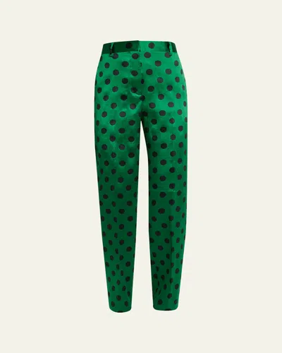 Dries Van Noten Pilar Polka-dot Satin Straight-leg Pants In Multi