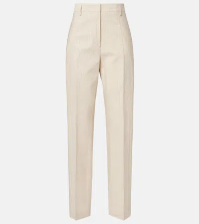 Dries Van Noten Pilar Striped Cotton-blend Wide-leg Pants In Neutral