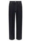 Dries Van Noten Straight Leg Denim Pants With Contrast Stitching In Blue