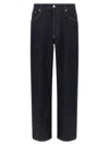 Dries Van Noten Straight Leg Denim Pants With Contrast Stitching In Blue