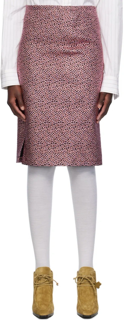 Dries Van Noten Pink & Black Jacquard Midi Skirt In 305 Pink