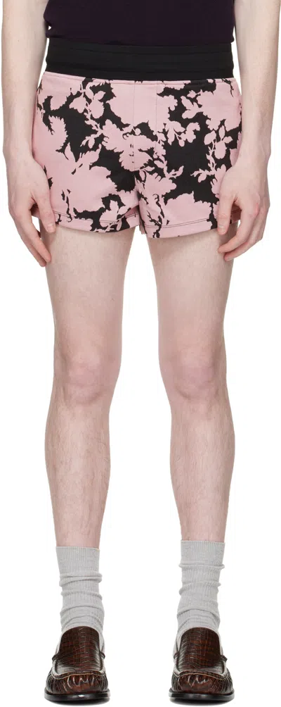 Dries Van Noten Pink & Black Ribbed Jacquard Shorts