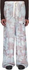 Dries Van Noten Pink & Blue Silk Drawstring Cargo Pants In Pale Blue 562