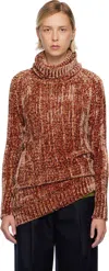 Dries Van Noten Pink & Brown Long Viscose Turtleneck In Brown