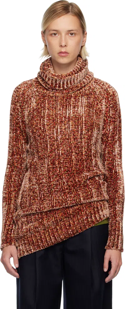 Dries Van Noten Pink & Brown Long Viscose Turtleneck