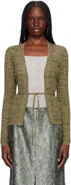 Dries Van Noten Pink & Green Rib-knit Cardigan In 305 Pink