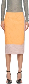 Dries Van Noten Pink & Orange Printed Midi Skirt In 353 Orange