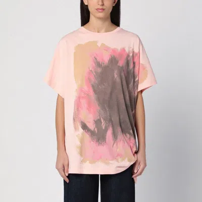 DRIES VAN NOTEN DRIES VAN NOTEN  PINK COTTON T-SHIRT WITH BOW