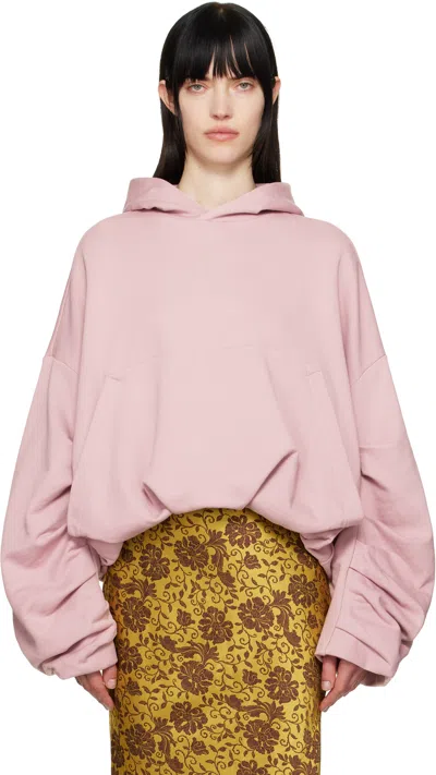 DRIES VAN NOTEN PINK DRAPED HOODIE