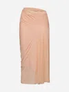 Dries Van Noten Pink Fitted Draped Midi Skirt