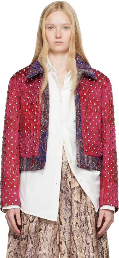 DRIES VAN NOTEN PINK EMBELLISHED JACKET