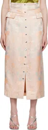 Dries Van Noten Pink Fitted Jacquard Midi Skirt In 313 Lpink