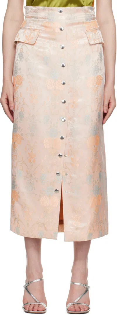 Dries Van Noten Pink Fitted Jacquard Midi Skirt In 313 Lpink