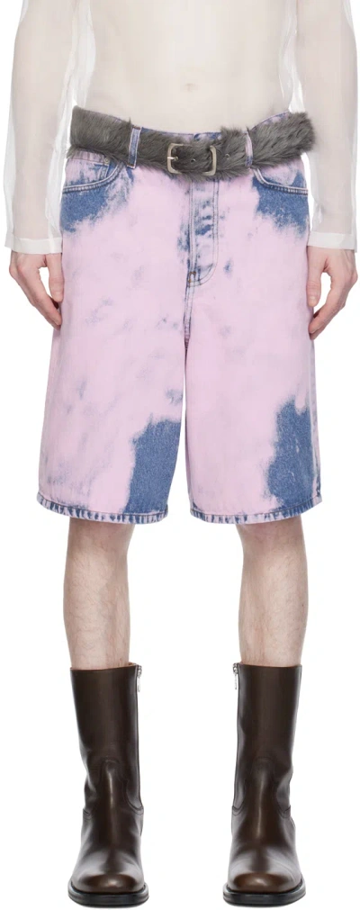 Dries Van Noten Pink Garment-dyed Denim Shorts In 305 Pink