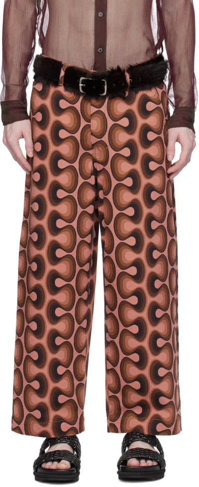 Dries Van Noten Pink Graphic Jeans In Salmon (354)