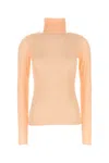 Dries Van Noten Stretch Nylon Turtleneck Top With Long Sleeves In Pink