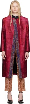 Dries Van Noten Womens Fuchsia Abstract Two-welt-pockets Stretch-cotton Blend Coat In 304 Fuchsia