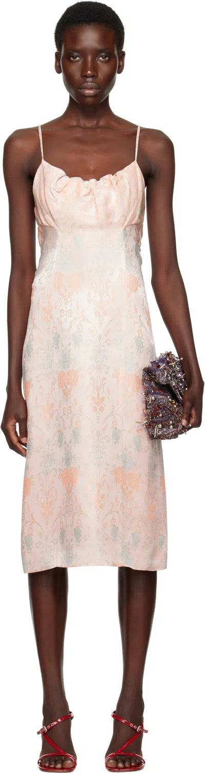 Dries Van Noten Pink Jacquard Midi Dress In 313 Lpink