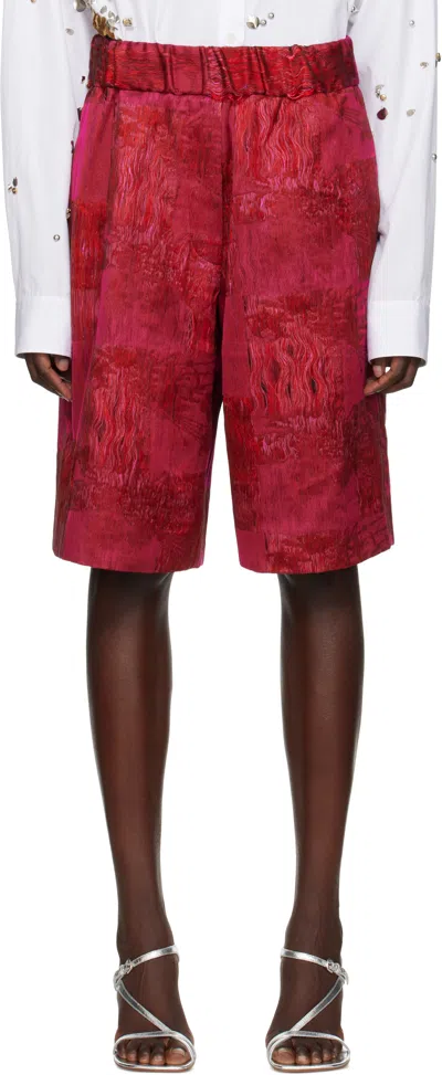 DRIES VAN NOTEN PINK JACQUARD SHORTS