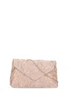 Dries Van Noten Chain Strap Crinkled Texture Envelope Flap Metallic Finish Pleated Fabric Shoulder Bag