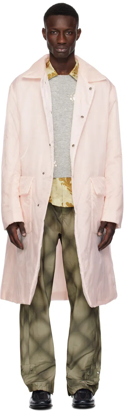 Dries Van Noten Pink Loose Fit Mac Coat In Transparent 10