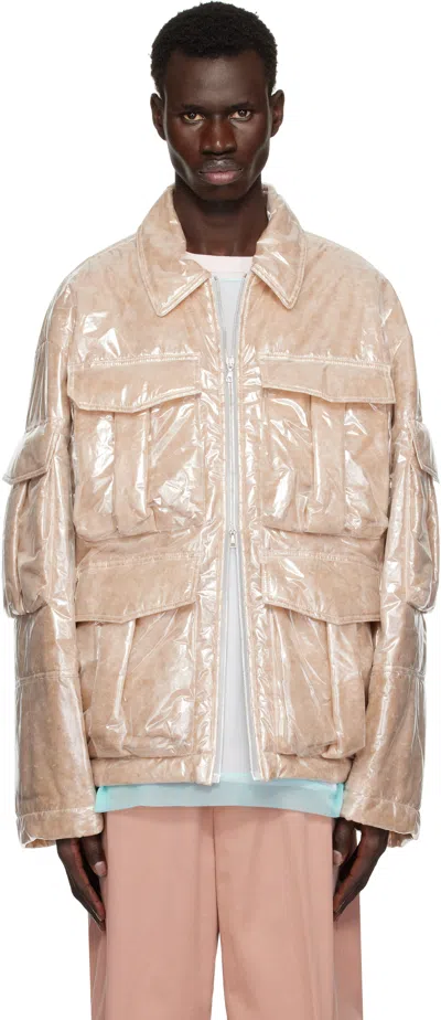 Dries Van Noten Pink Nylon Puffed Jacket In 10 Transparent