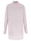 Dries Van Noten Long Cotton Shirt With Checkered Pattern In Pink