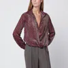 Dries Van Noten Pink Polka Dot Silk Blend Shirt Women In Burgundy