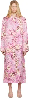 Shop Dries Van Noten Pink Printed Jacquard Mac Coat In 304 Fuchsia