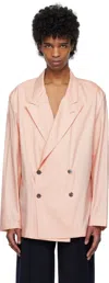 Dries Van Noten Pink Sateen Blazer In 301 Old Rose