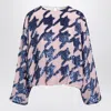 Dries Van Noten Pink Sequined Silk Blouse In Brown