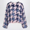 Dries Van Noten Pink Sequined Silk Blouse In Brown