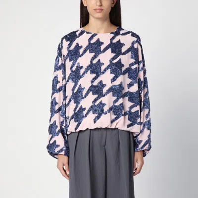 DRIES VAN NOTEN PINK SEQUINED SILK BLOUSE