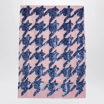 Dries Van Noten Pink Silk Sequin Skirt In Blue