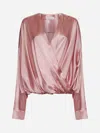 Dries Van Noten Pink Stretch Silk Draped Blouse