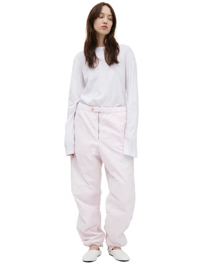 Dries Van Noten Pink Trousers With Zippers In White