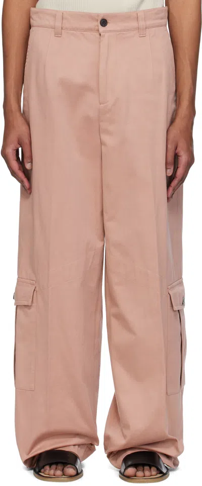 Dries Van Noten Pink Twill Cargo Pants In 301 Old Rose