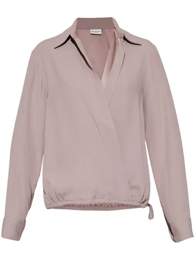 DRIES VAN NOTEN DRIES VAN NOTEN  PINK VISCOSE BLEND DRAWSTRING SHIRT