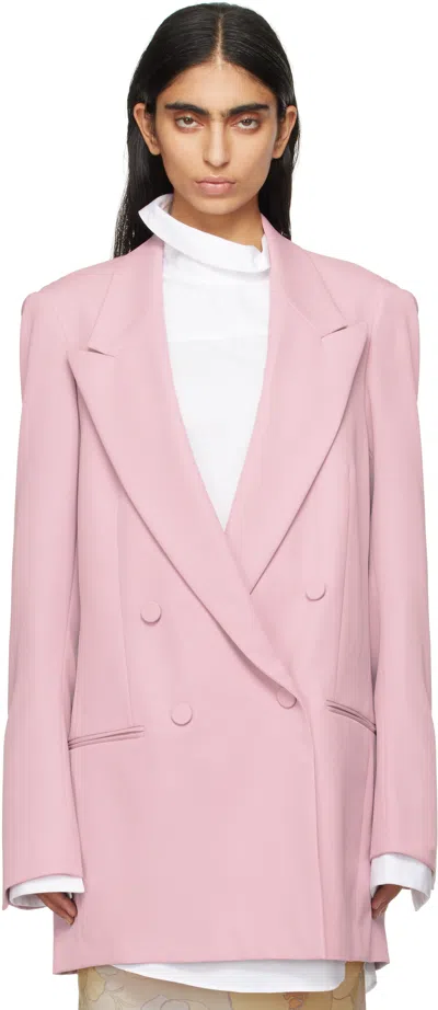 Dries Van Noten Pink Wool Blazer In 301 Old Rose