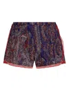 Dries Van Noten Lace Trim Elastic Waistband Textured Fabric Shorts In Red