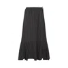 Dries Van Noten Pinstripe Midi Skirt With Side Tie Detail In Black