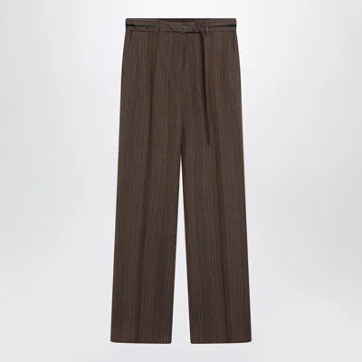 Dries Van Noten Pinstripe Trousers In Brown