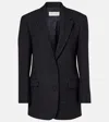 Dries Van Noten Pinstripe Wool Blazer In Gray