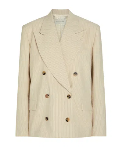 Dries Van Noten Pinstriped Double-breasted Blazer In Nude