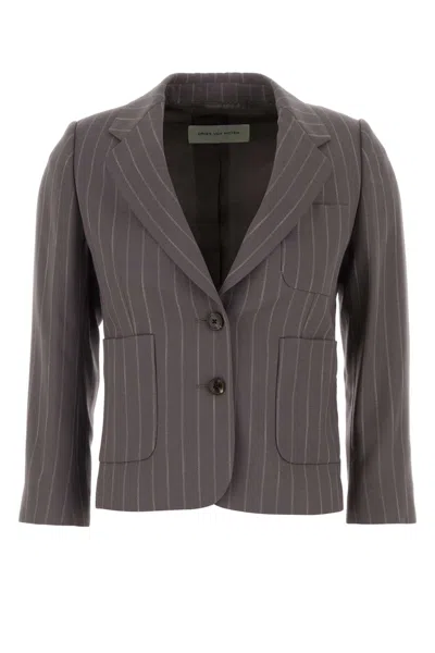 Dries Van Noten Pinstriped Wool Blazer In Gray